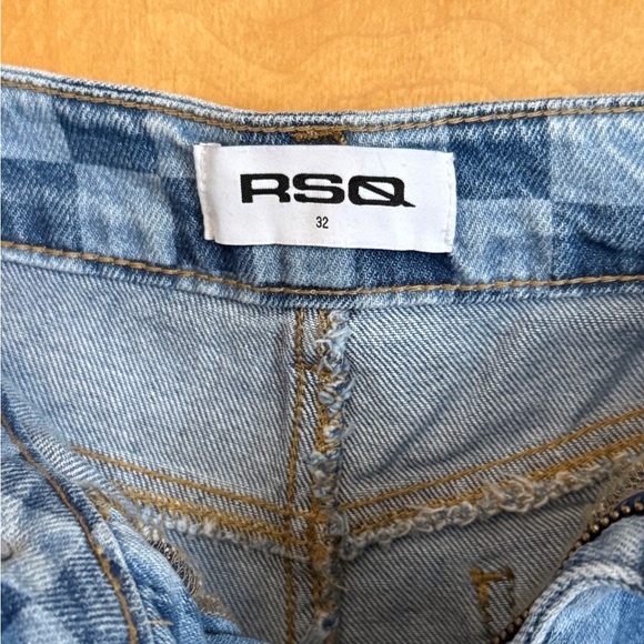 RSQ Blue Checkered Jean Shorts - Picture 3 of 7